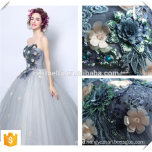 Grey Floral Long Ball Gown Dress Elegant Evening Formal Dress Off Shoulder in Plus Size Dress for Woman
